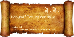 Menyhért Mirandola névjegykártya